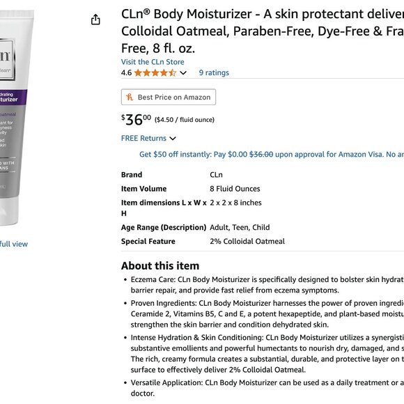 CLn® Body Moisturizer 8 ounce - Picture 4 of 4